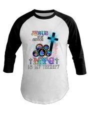 Jesus is my savior MTG is my therapy Baseball Tee tile