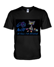 Go away or roll for initiative V-Neck T-Shirt tile