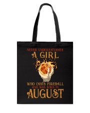 Never underestimate a man who casts fireball and was born in August Tote Bag tile
