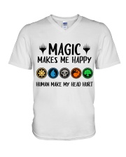 Magic makes me happy Human make my head hurt V-Neck T-Shirt tile