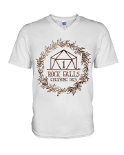 Rock falls Everyone dies V-Neck T-Shirt tile