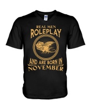 Real men roleplay and are born in November V-Neck T-Shirt tile