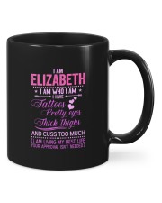 I Am Elizabeth I Am Who I Am I Have Tatoos Pretty Eyes Thick Thighs And Cuss Too Much Mugs tile
