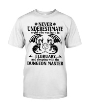 Never underestimate a girl who was born in February and sleeping with the Dungeon Master Premium Fit Mens Tee tile
