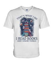 I READ BOOKS AND I KNOW THINGS 5 V-Neck T-Shirt thumbnail