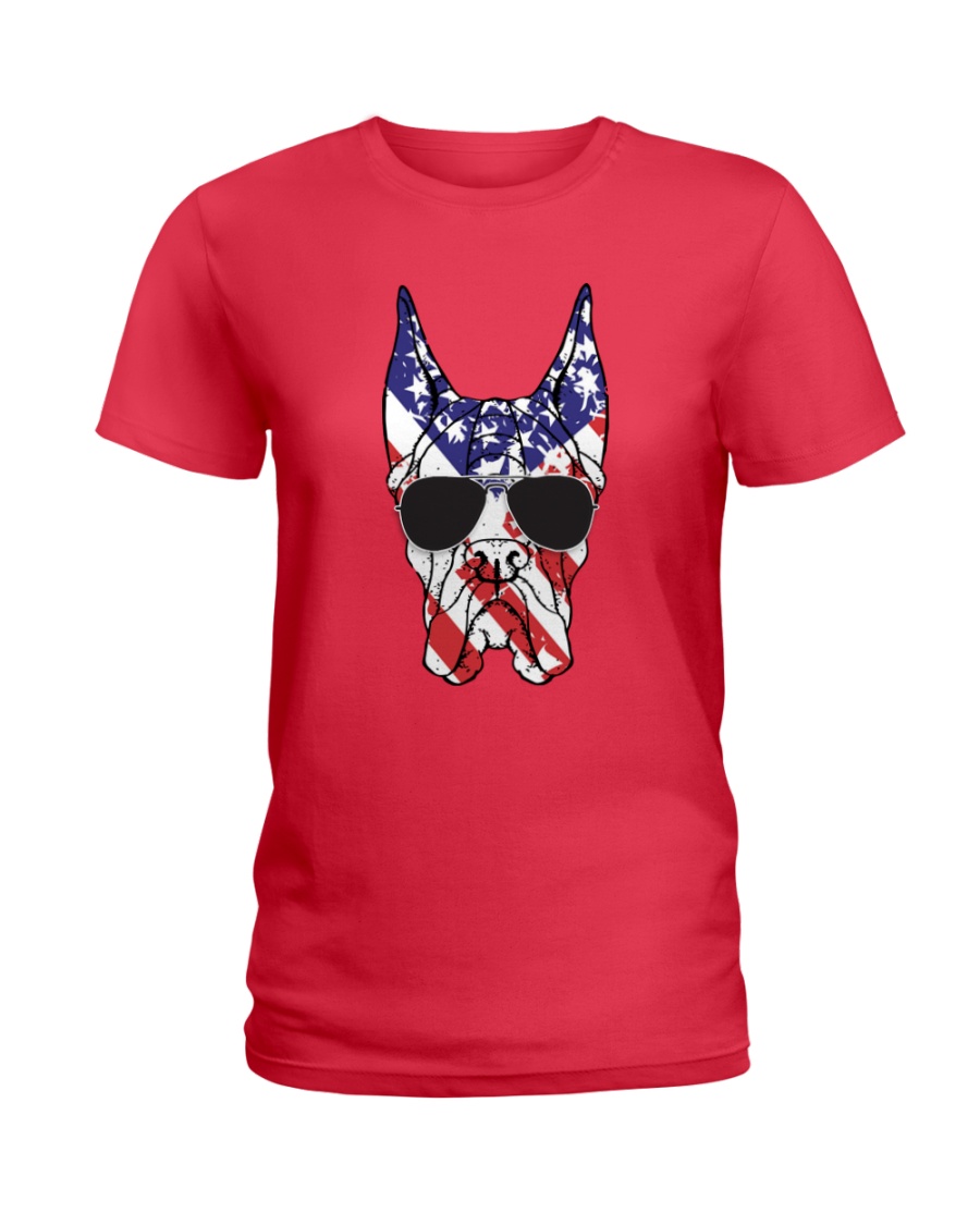 Great Danes American Flag - Happy 4th of July Ladies T-Shirt