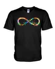 Magic dice sword V-Neck T-Shirt tile