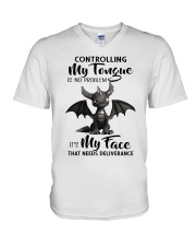 Controlling my tongue V-Neck T-Shirt tile