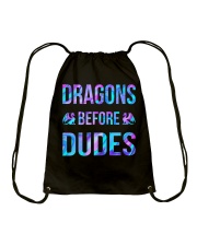 Dragons before dudes Drawstring Bag tile
