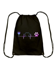 Wine Dog Heartbeat Drawstring Bag thumbnail