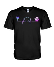 Wine Dog Heartbeat V-Neck T-Shirt thumbnail