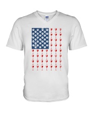 Dog Flag Mix Wine V-Neck T-Shirt thumbnail