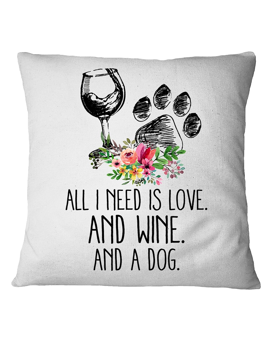 Love Wine Dog pillow Square Pillowcase