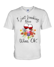 I Just Freaking Love Wine V-Neck T-Shirt thumbnail