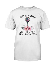 Love Wine and Has Tattoos Classic T-Shirt thumbnail