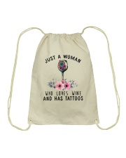 Love Wine and Has Tattoos Drawstring Bag thumbnail