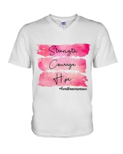 Strength - Courage - Hope -Breast Cancer V-Neck T-Shirt tile