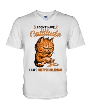 I Don't Have Cattitude - Multiple Sclerosis V-Neck T-Shirt tile