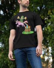 Leprechaun Riding A Unicorn Classic T-Shirt apparel-classic-tshirt-lifestyle-front-47