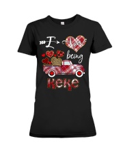 I love being Keke Hearts Art Premium Fit Ladies Tee tile