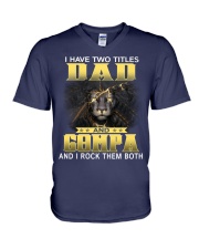 Dad and Gompa lion V-Neck T-Shirt tile