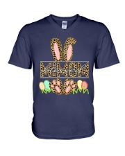 Blessed Mimom Bunny Leopard V-Neck T-Shirt tile