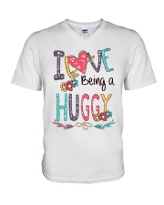 I Love Being a Huggy Font Art V-Neck T-Shirt tile