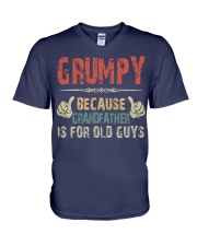 Grumpy Because grandfather for old guys V-Neck T-Shirt tile
