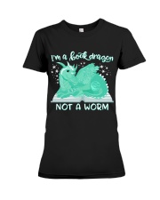 BOOK DRAGON in TEAL -Julia Mills Exclusive Premium Fit Ladies Tee thumbnail