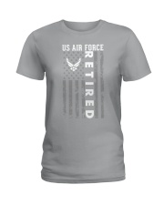 Us Air Force Retired Distressed American Flag Ladies T-Shirt tile