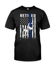 Retired Police Officer Thin Blue Line USA Flag Classic T-Shirt front
