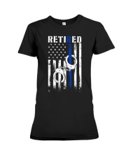 Retired Police Officer Thin Blue Line USA Flag Premium Fit Ladies Tee tile
