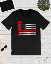 Thin Red Line Flag American Firefighter Axe Hook Classic T-Shirt lifestyle-mens-crewneck-front-17