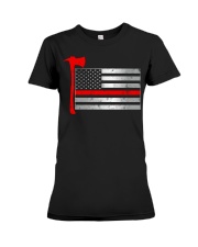 Thin Red Line Flag American Firefighter Axe Hook Premium Fit Ladies Tee tile