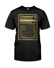 Funny Lineman Nutrition Facts Classic T-Shirt front