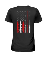 Fishing Rod American Flag Vintage Fishing Ladies T-Shirt tile