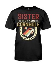 Sister is my name cornhole is my game Premium Fit Mens Tee tile