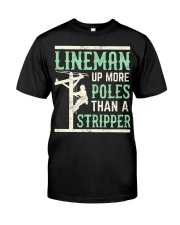 Lineman Up More Poles Than A Stripper Premium Fit Mens Tee tile
