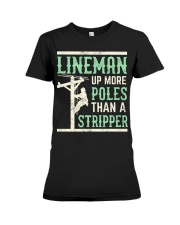 Lineman Up More Poles Than A Stripper Premium Fit Ladies Tee tile