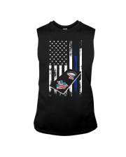 Thin blue line Cornhole board USA American flag Sleeveless Tee tile