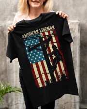 Lineman American flag Electric Cable Classic T-Shirt apparel-classic-tshirt-lifestyle-front-117