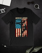 Lineman American flag Electric Cable Classic T-Shirt lifestyle-mens-crewneck-front-16