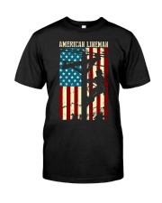 Lineman American flag Electric Cable Premium Fit Mens Tee tile