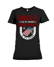 Uncle is my name cornhole is my game Premium Fit Ladies Tee tile
