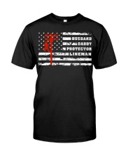 Husband Daddy Protector Electric Lineman USA Flag Premium Fit Mens Tee tile