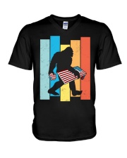 Bigfoot Cornhole Player Board Game V-Neck T-Shirt tile