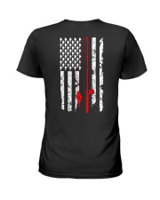 Vintage Fishing American Flag Bass Fishing Ladies T-Shirt tile