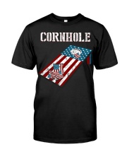 Cornhole Board Game American flag Funny Cornhole Classic T-Shirt front