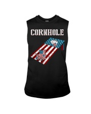 Cornhole Board Game American flag Funny Cornhole Sleeveless Tee tile