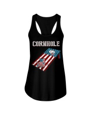 Cornhole Board Game American flag Funny Cornhole Ladies Flowy Tank tile